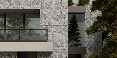 Natural stone cladding exterior wall design in Australia
